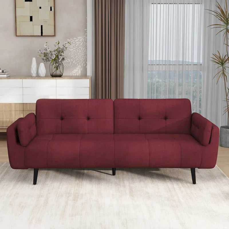 Convertible Futon Sofa Bed with Adjustable Reclining Back