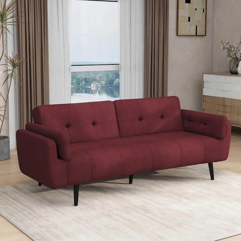 Convertible Futon Sofa Bed with Adjustable Reclining Back