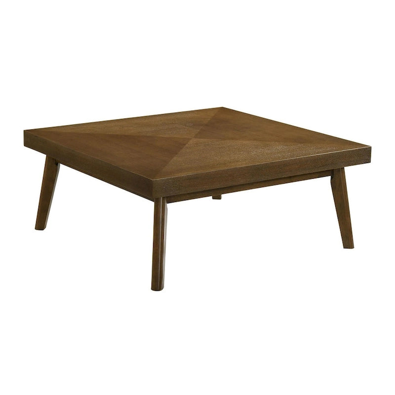 Walnut Coffee Table with Diamond Parquet Top and Metal Legs