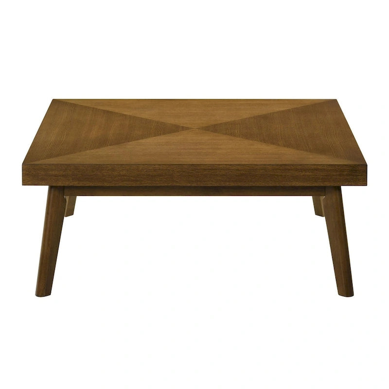 Walnut Coffee Table with Diamond Parquet Top and Metal Legs