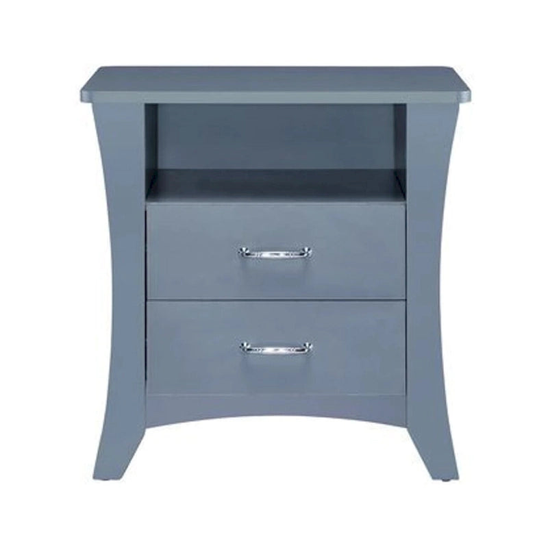 Gray Accent End Table with Two Drawers and Open Shelf