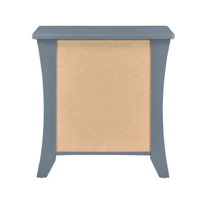 Gray Accent End Table with Two Drawers and Open Shelf