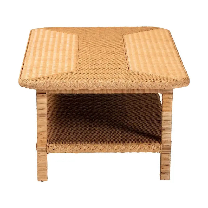 Bohemian Light Honey Braided Rattan Coffee Table