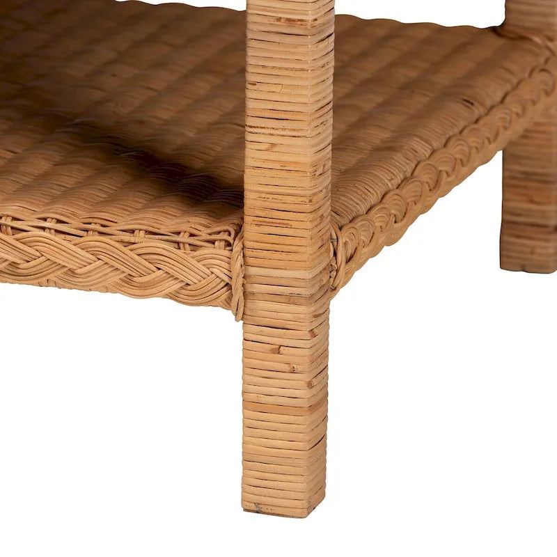 Bohemian Light Honey Braided Rattan Coffee Table