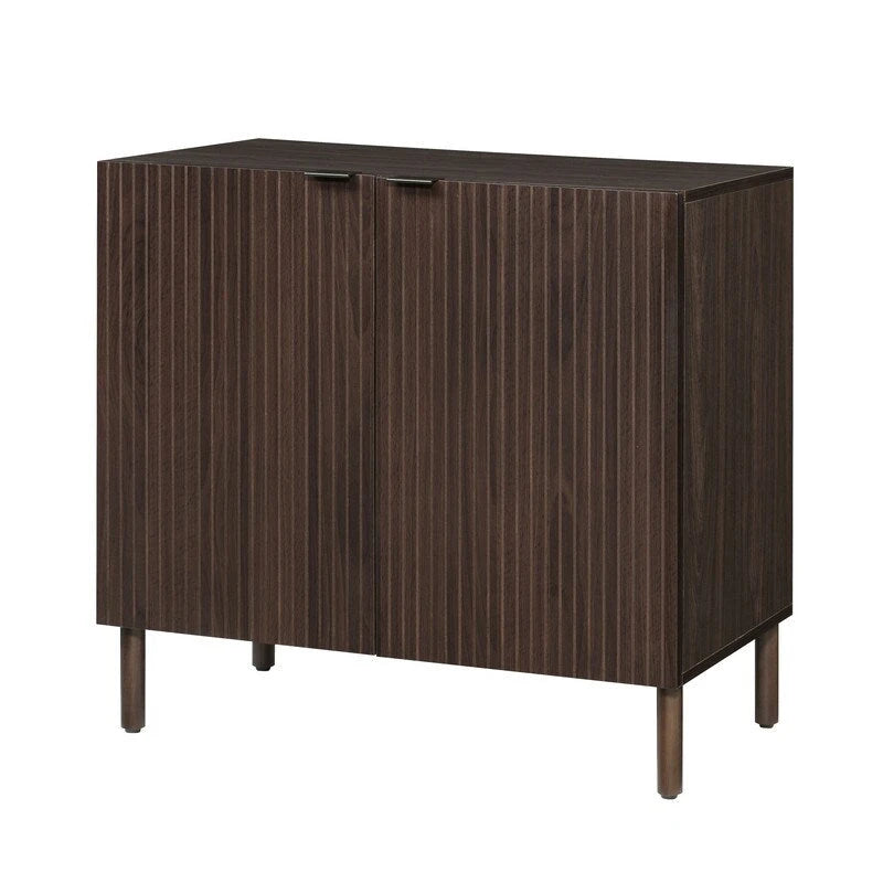 Walnut Finish Two-Door Storage Cabinet with Shelf