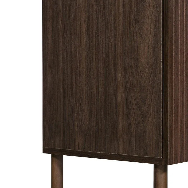 Walnut Finish Two-Door Storage Cabinet with Shelf