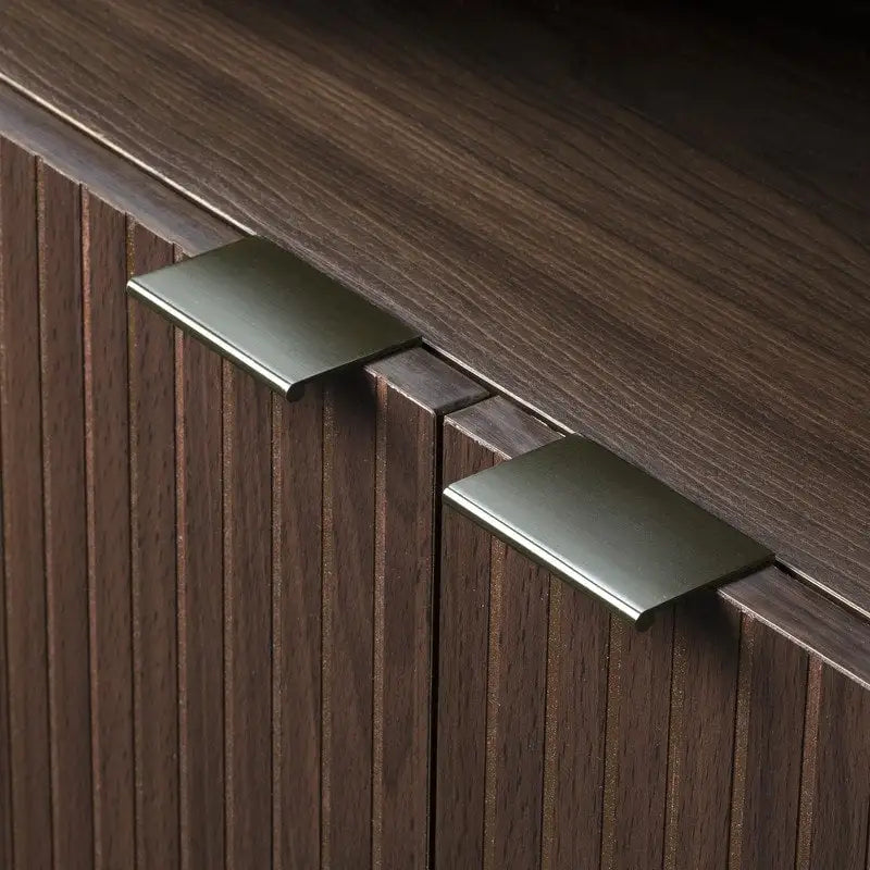 Walnut Finish Two-Door Storage Cabinet with Shelf