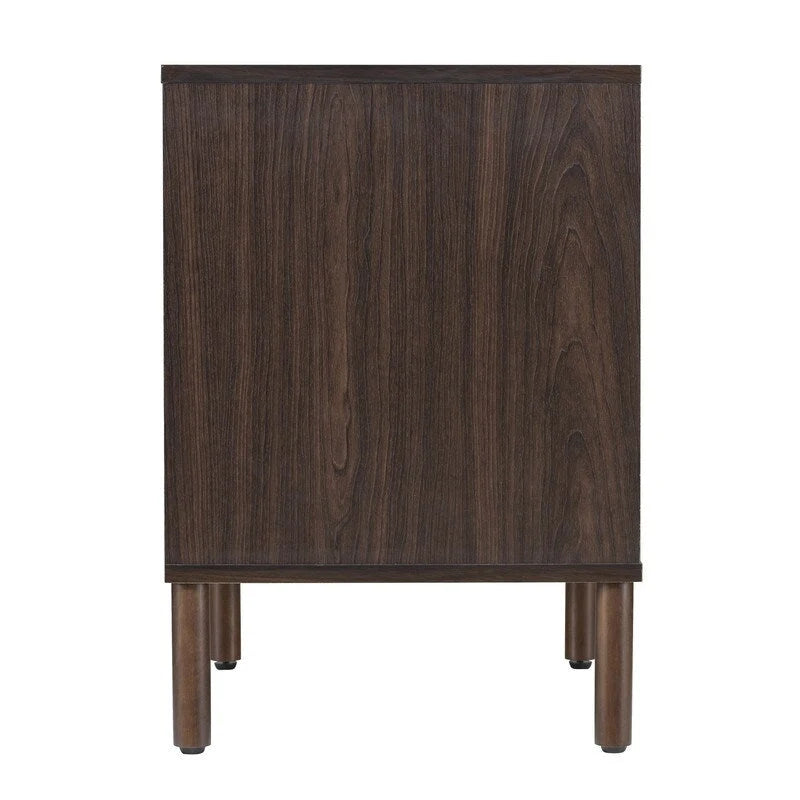Walnut Finish Two-Door Storage Cabinet with Shelf