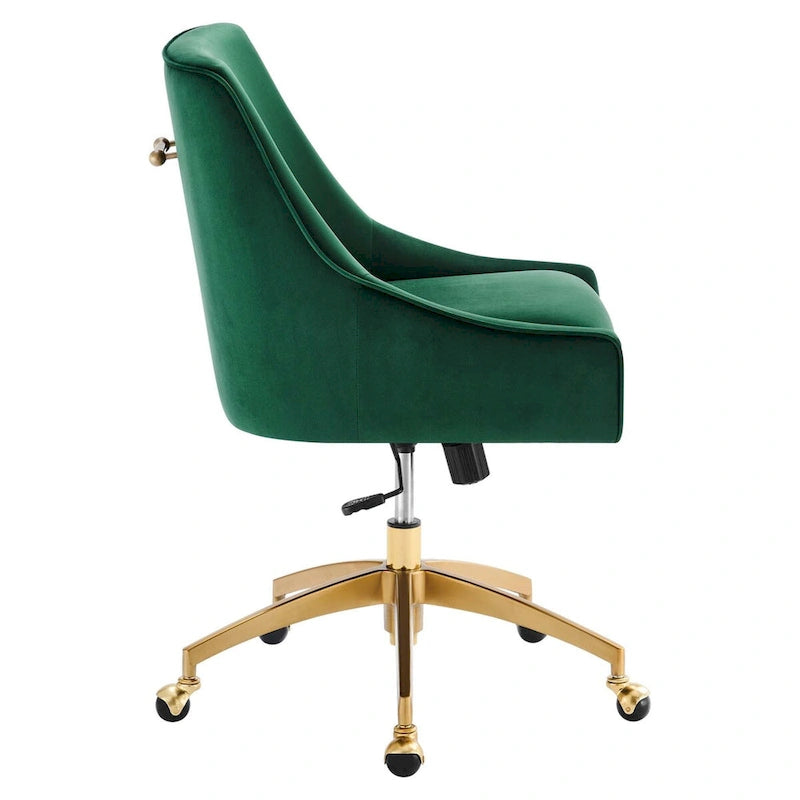 Velvet Office Chair with Gold Base and Adjustable Height