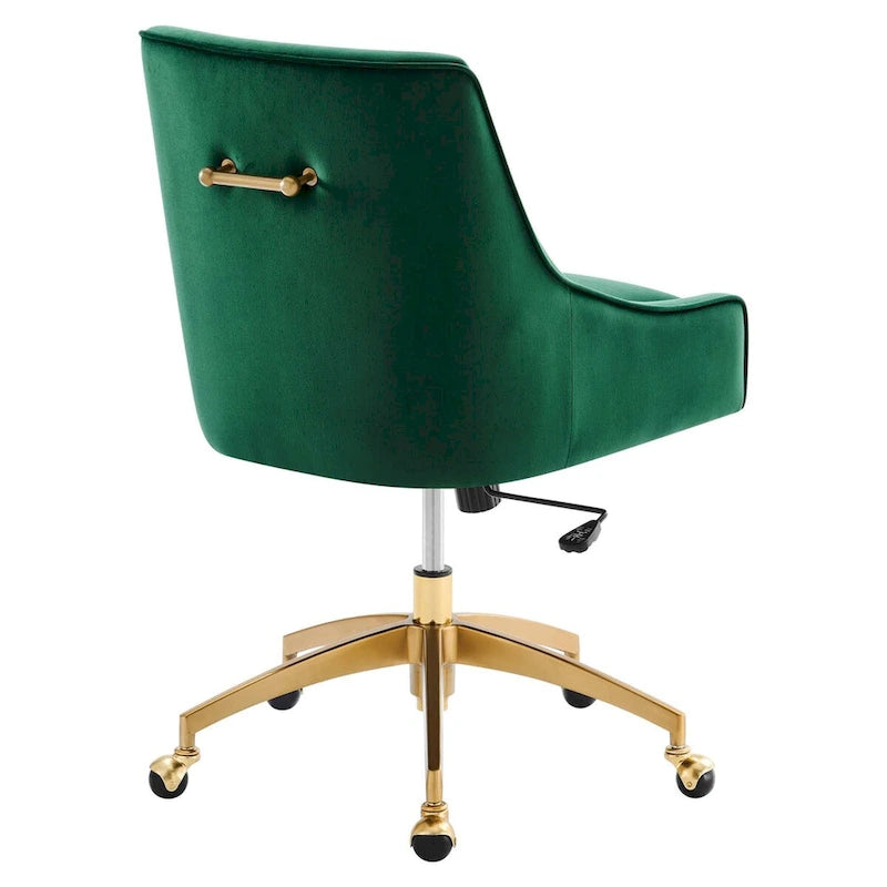 Velvet Office Chair with Gold Base and Adjustable Height