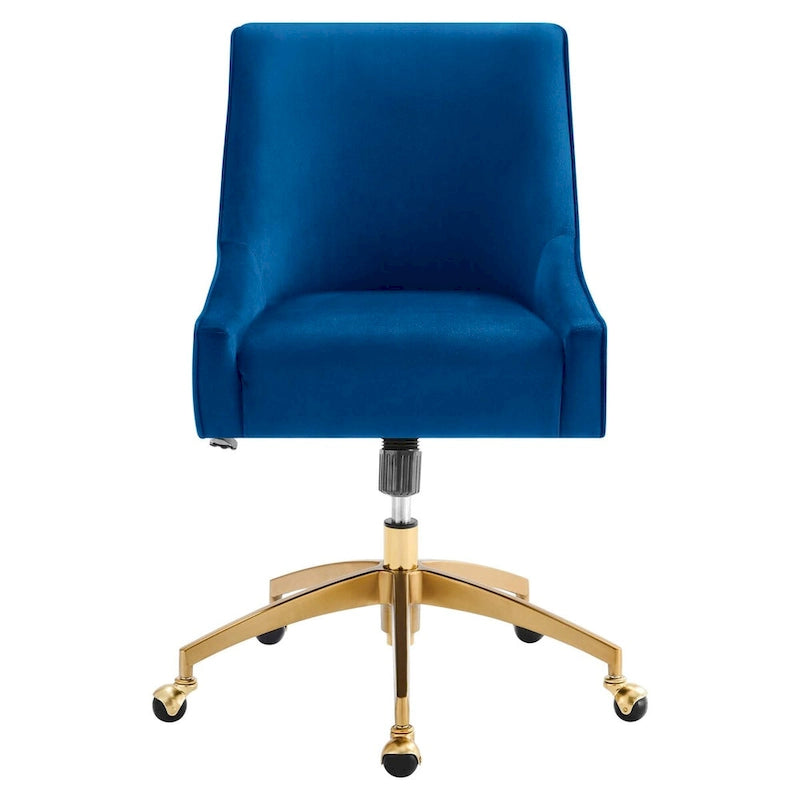 Velvet Office Chair with Gold Base and Adjustable Height