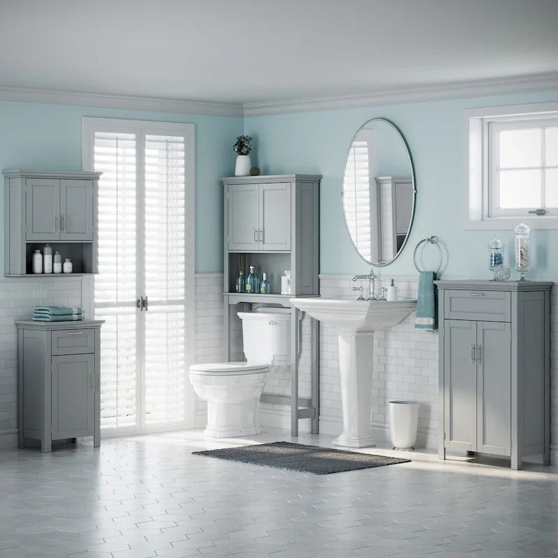 Two-Door Bathroom Storage Cabinet with Drawer and Adjustable Shelf