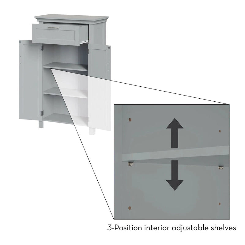 Two-Door Bathroom Storage Cabinet with Drawer and Adjustable Shelf