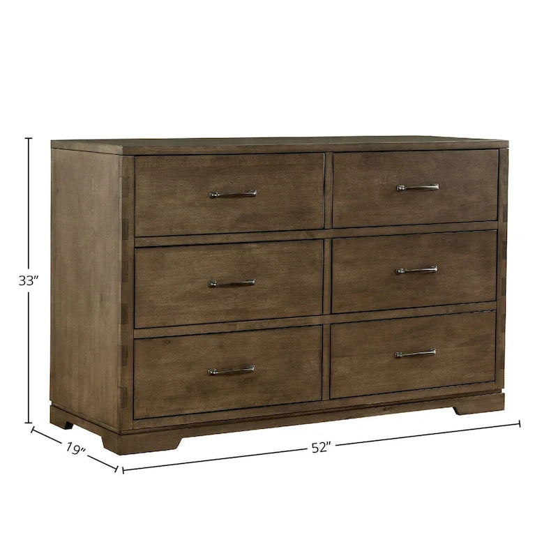 Graphite 6-Drawer Dresser with Dovetail Joints and Soft-Close Glides